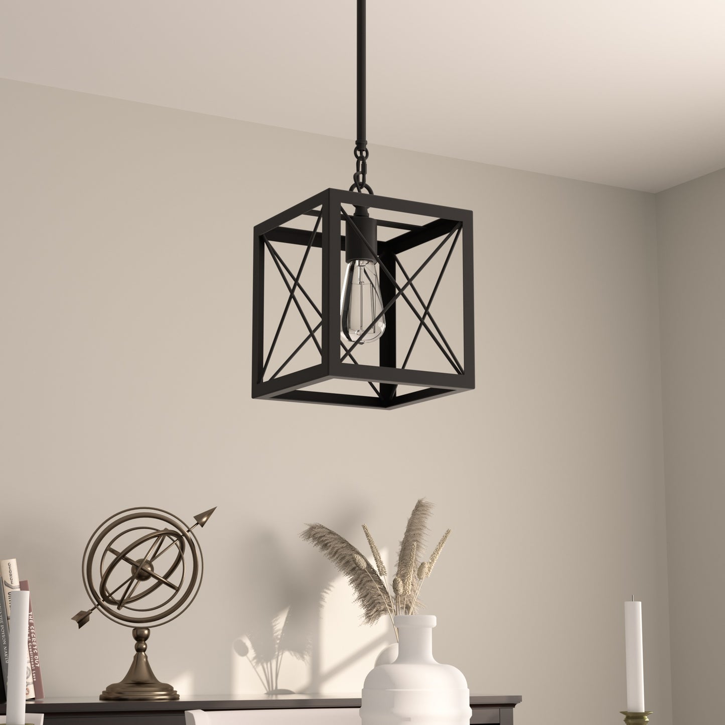 Alodie 1-Light Lantern Square Pendant UL Listed