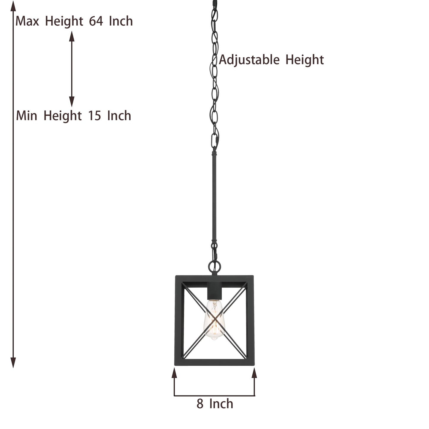 Lanterne suspendue carrée à 1 ampoule Alodie homologuée UL