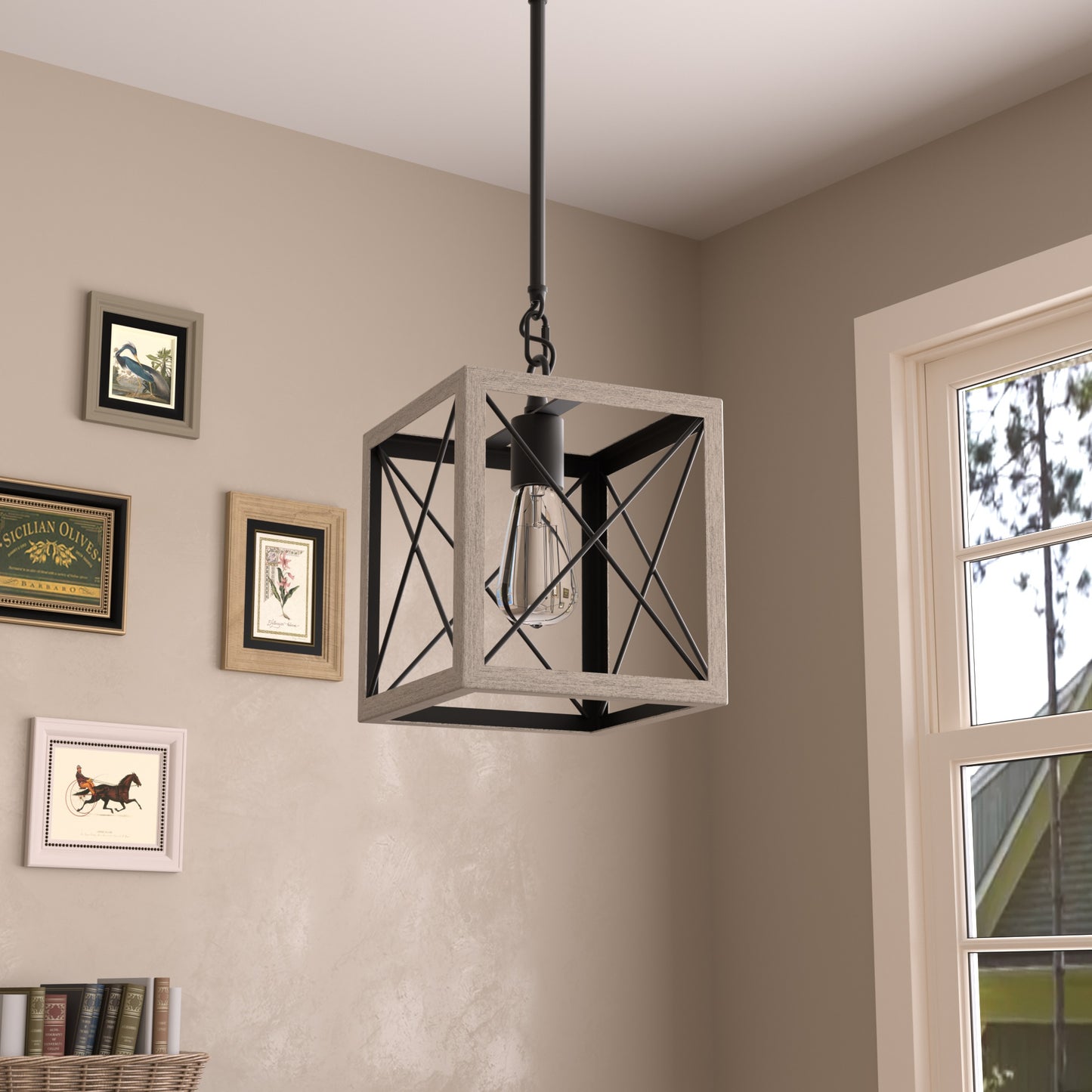 Alodie 1-Light Lantern Square Pendant UL Listed