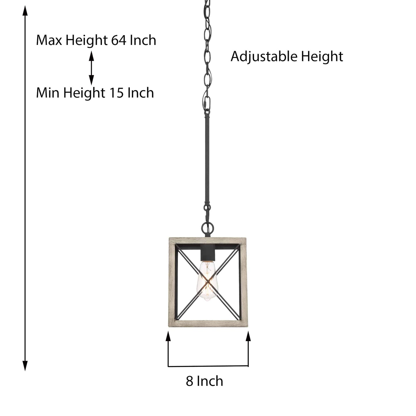 Lanterne suspendue carrée à 1 lumière Alodie homologuée UL