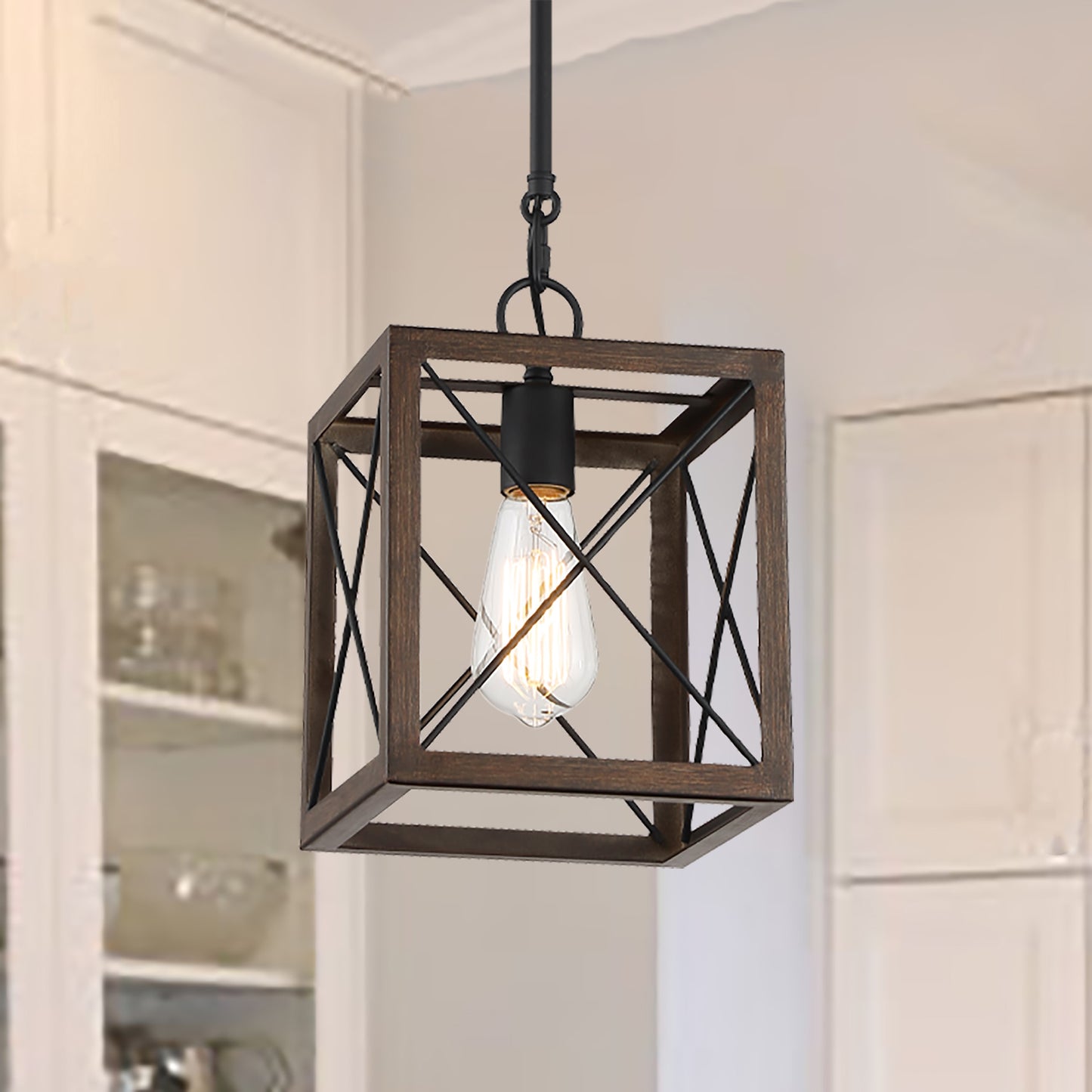 Alodie 1-Light Lantern Square Pendant UL Listed