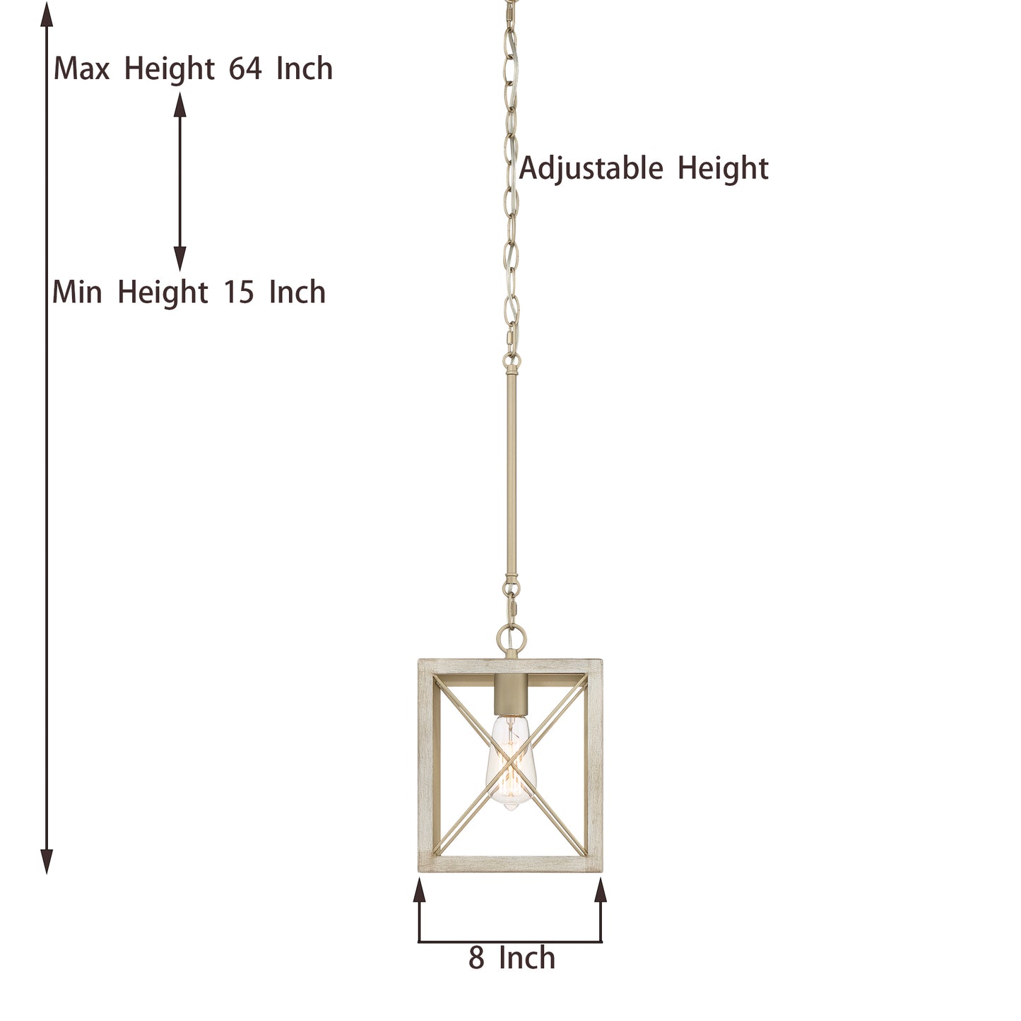 Lanterne suspendue carrée à 1 ampoule Alodie homologuée UL