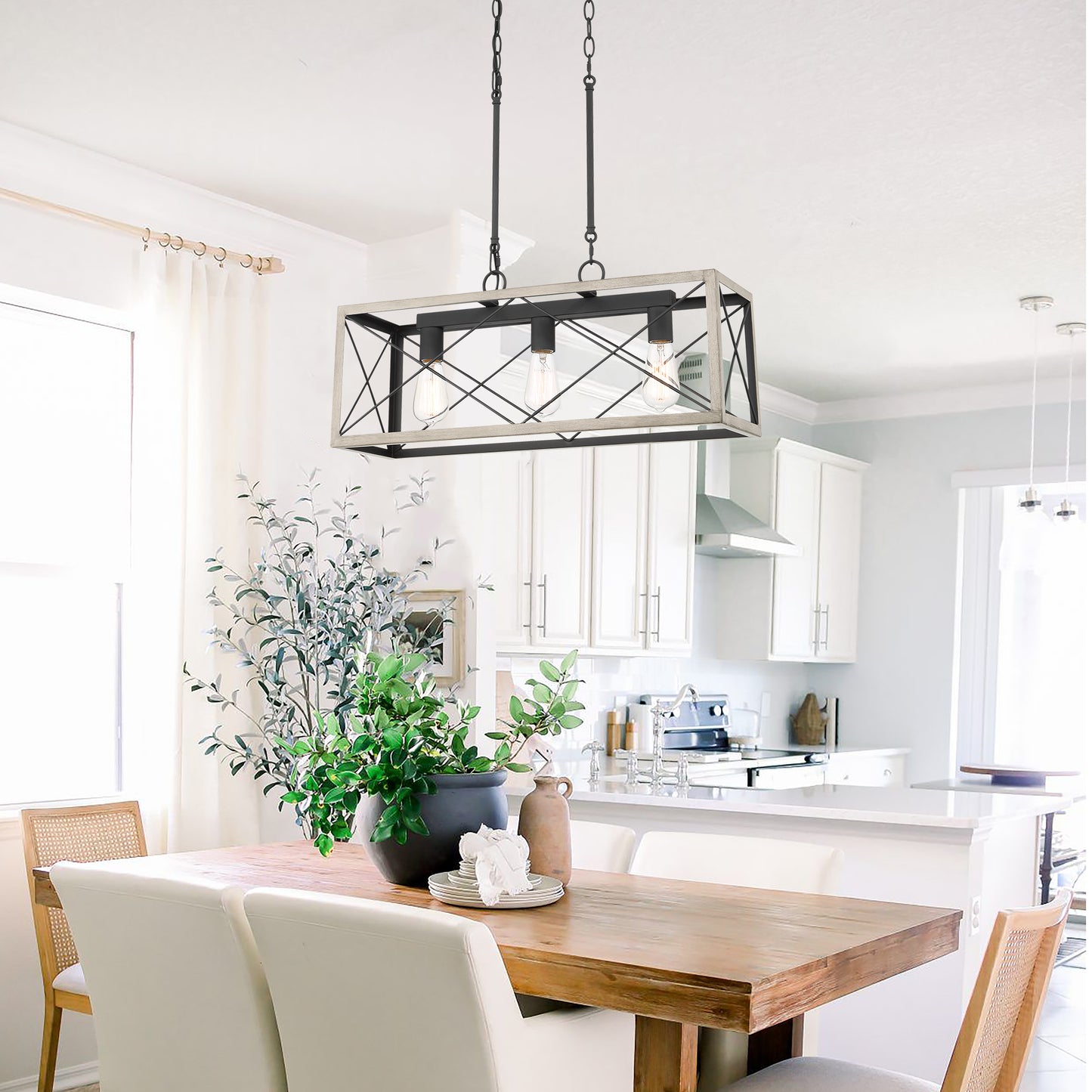 Alodie 3-Light Kitchen Island Rectangle Pendant UL Listed