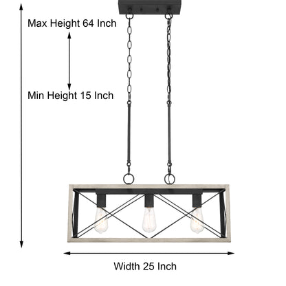 Alodie 3-Light Kitchen Island Rectangle Pendant UL Listed