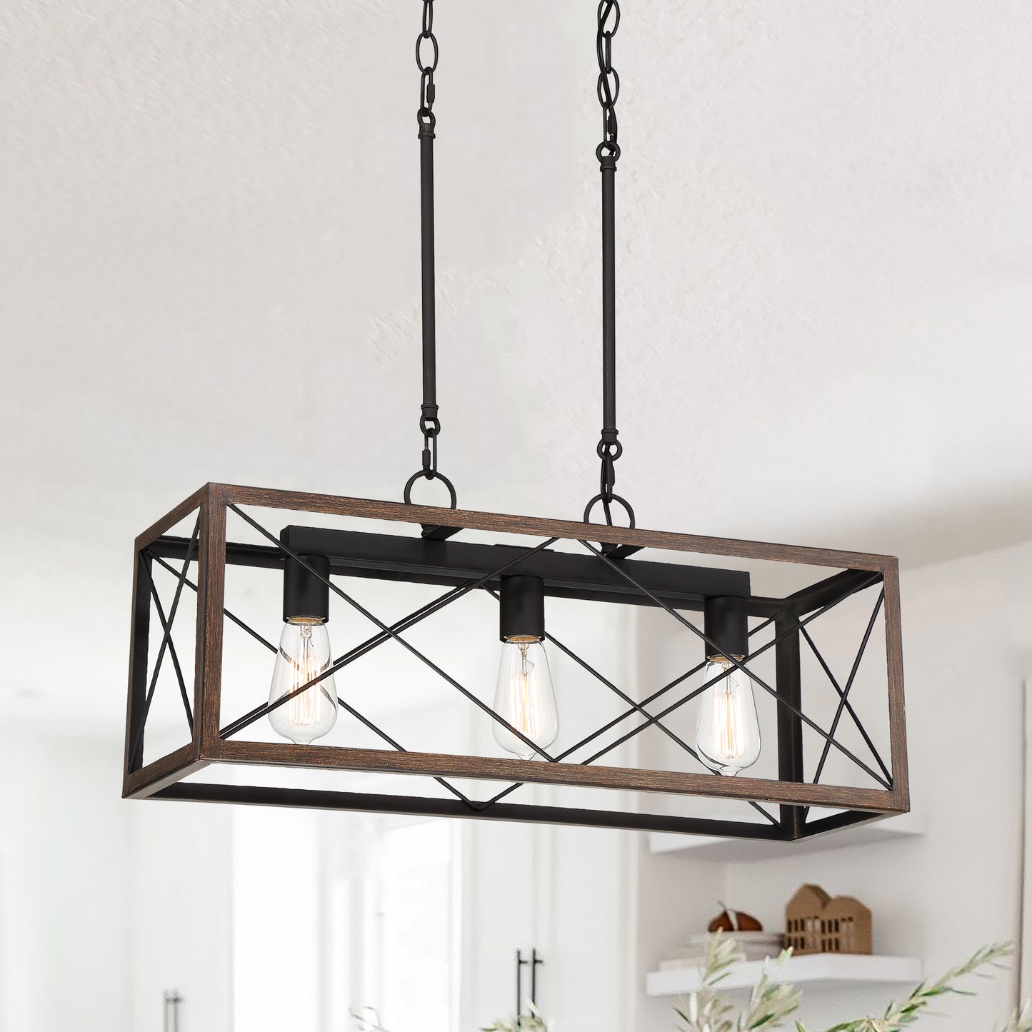 Alodie 3-Light Kitchen Island Rectangle Pendant UL Listed