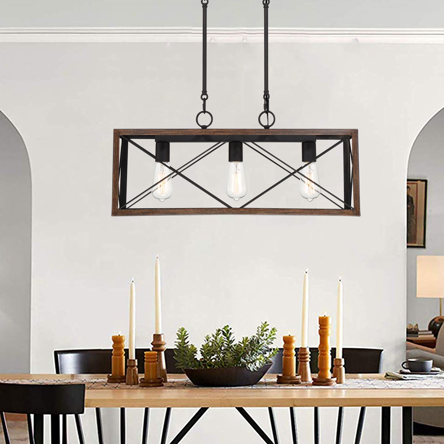 Alodie 3-Light Kitchen Island Rectangle Pendant UL Listed