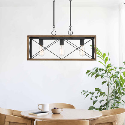 Luminaire suspendu rectangulaire à 3 lampes pour îlot de cuisine Alodie homologué UL