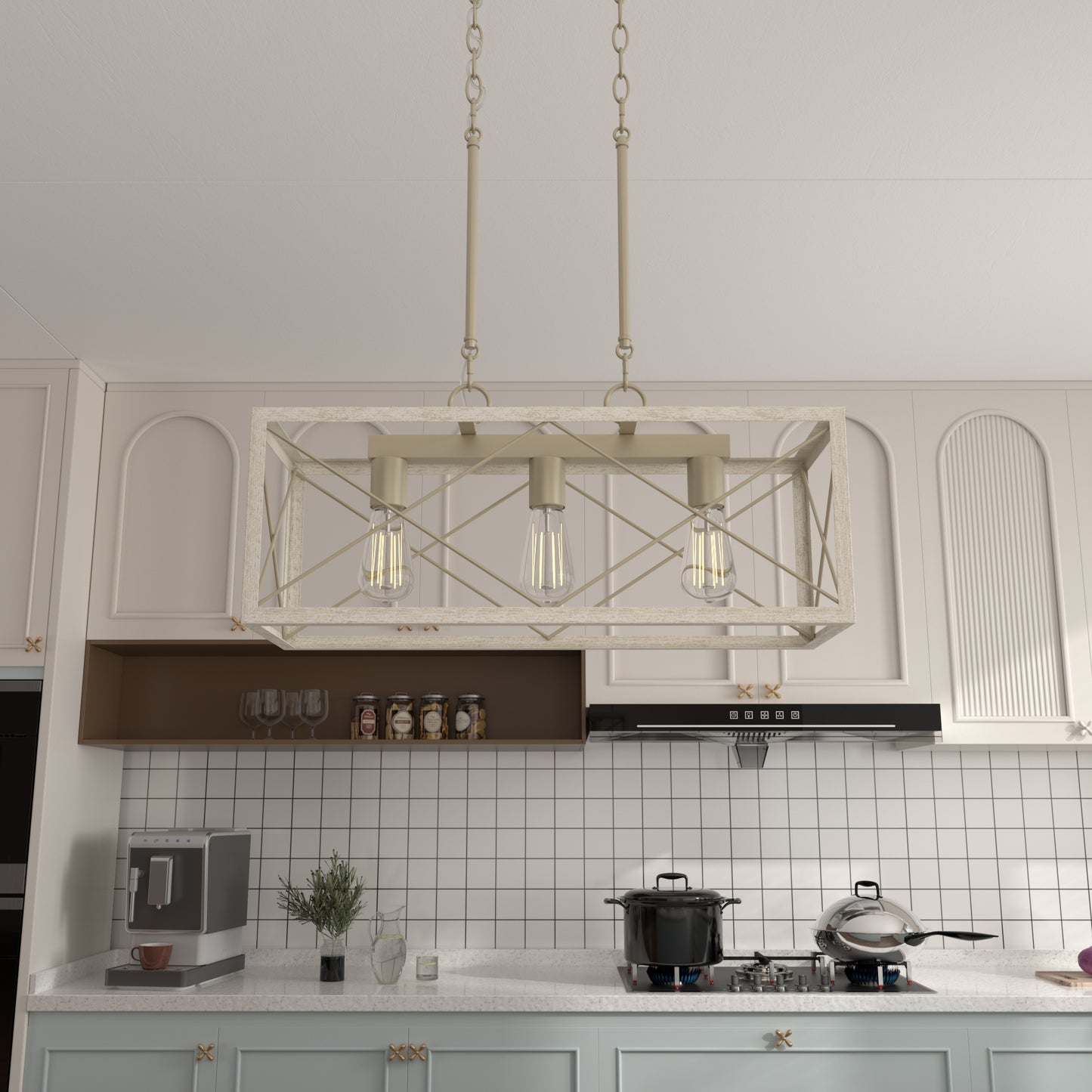 Alodie 3-Light Kitchen Island Rectangle Pendant UL Listed