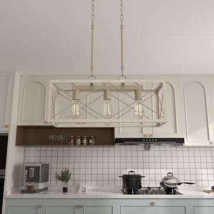 Luminaire suspendu rectangulaire à 3 lampes pour îlot de cuisine Alodie homologué UL