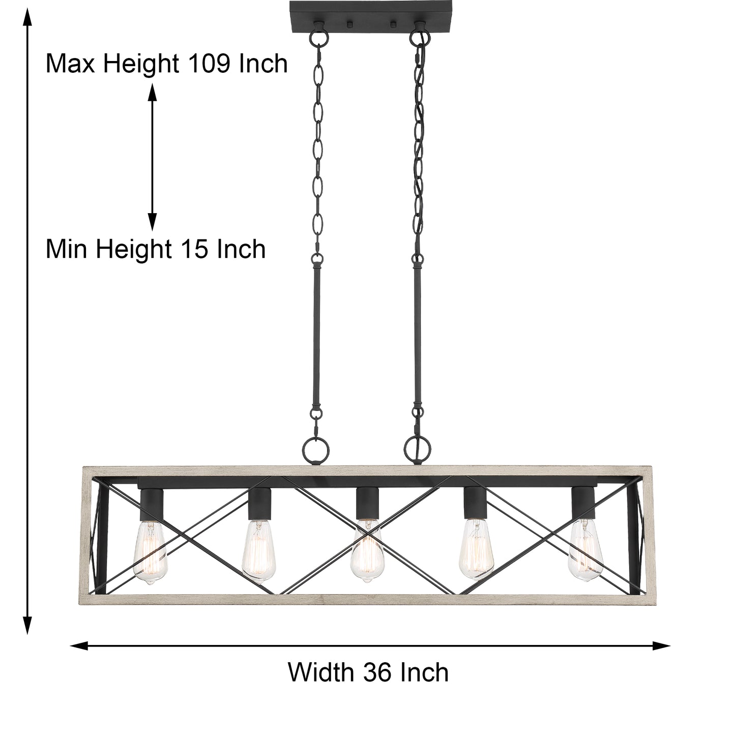 Alodie 5-Light Linear Kitchen Island Pendant UL Listed