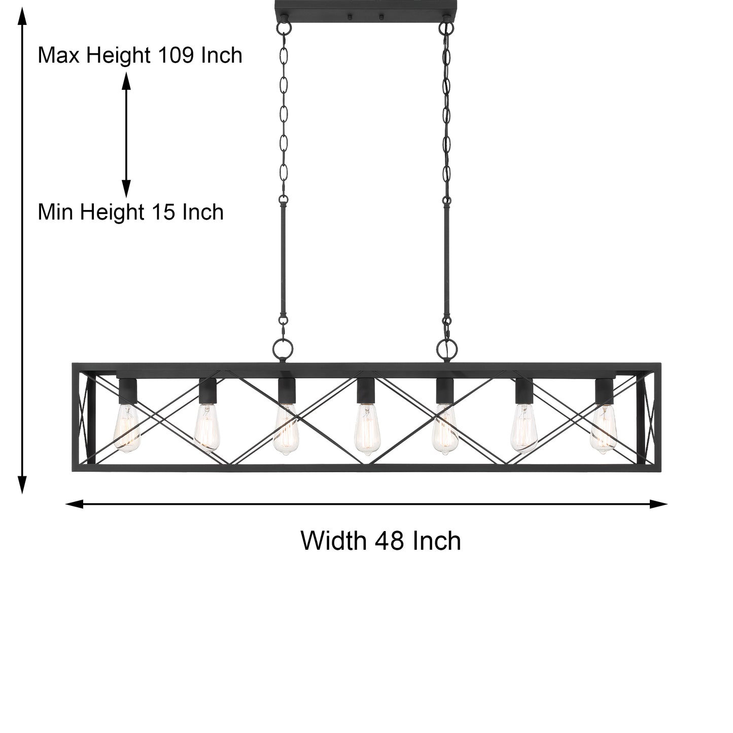 Suspension rectangulaire linéaire à 7 lumières Alodie homologuée UL