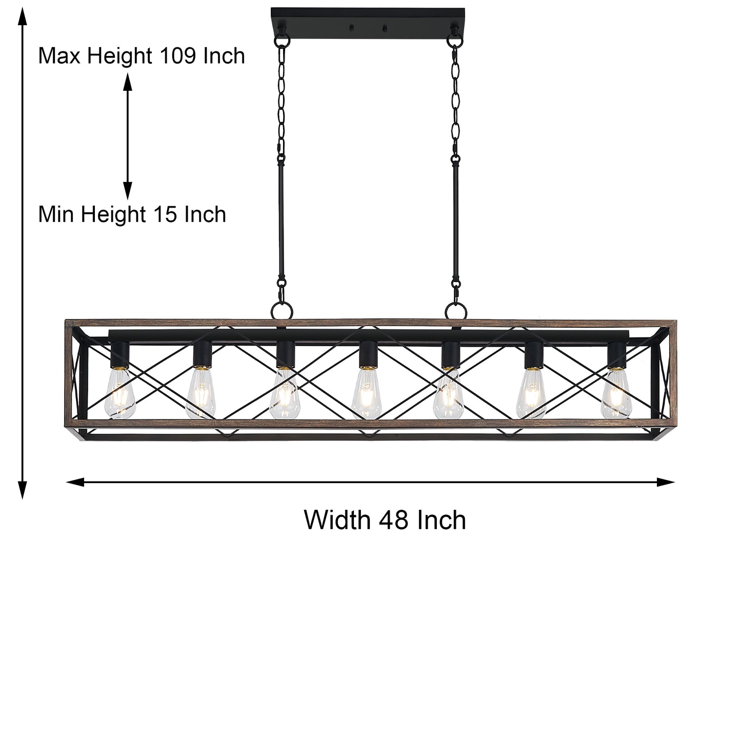 Suspension rectangulaire linéaire à 7 lumières Alodie homologuée UL