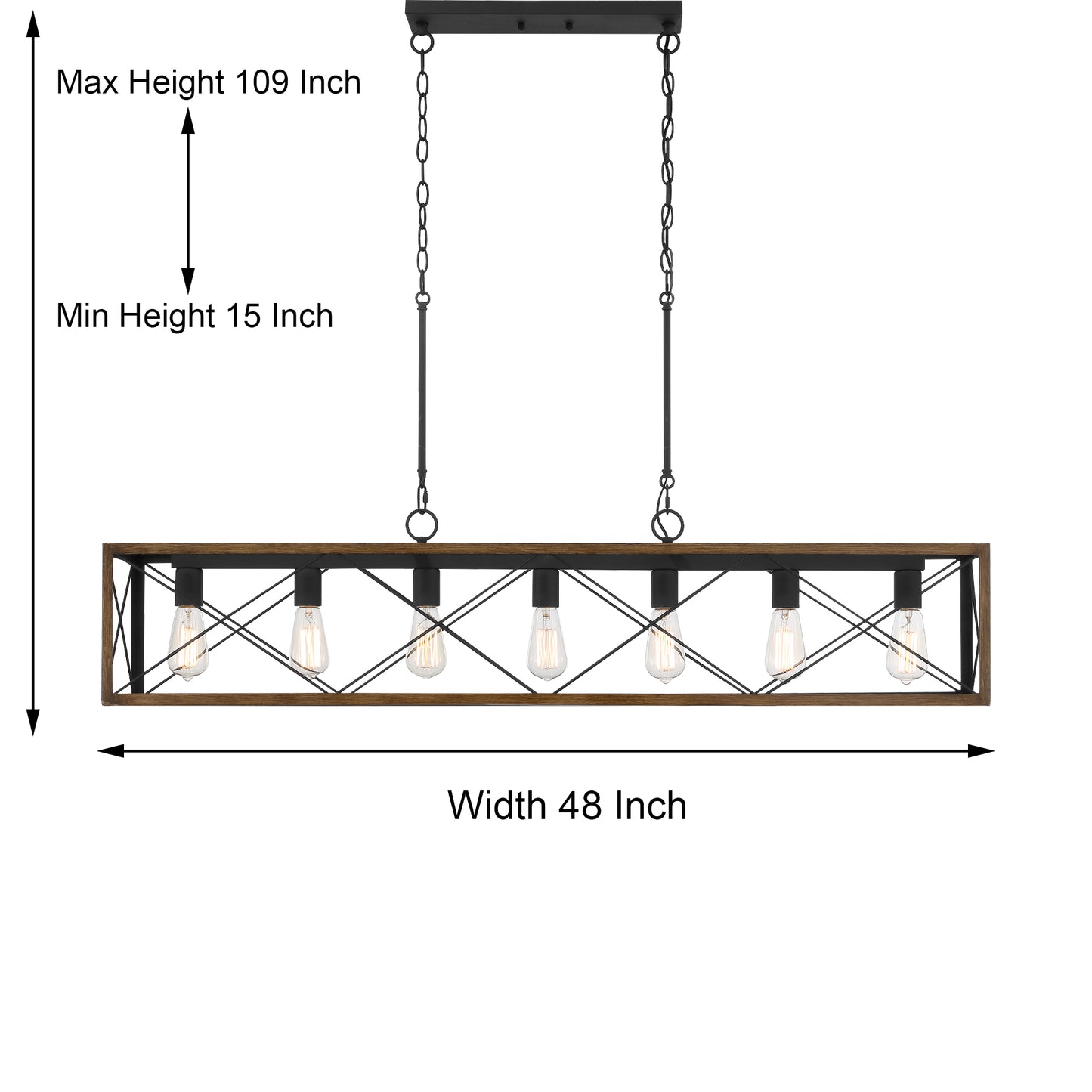 Suspension rectangulaire linéaire à 7 lumières Alodie homologuée UL