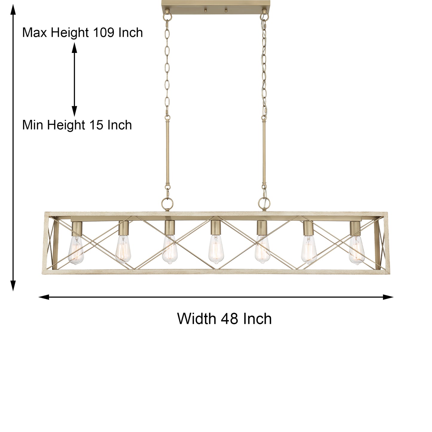 Suspension rectangulaire linéaire à 7 lumières Alodie homologuée UL