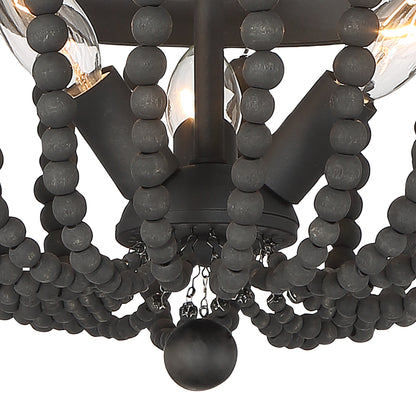 Streator 3-Light Wood Beaded Semi Flush Mount