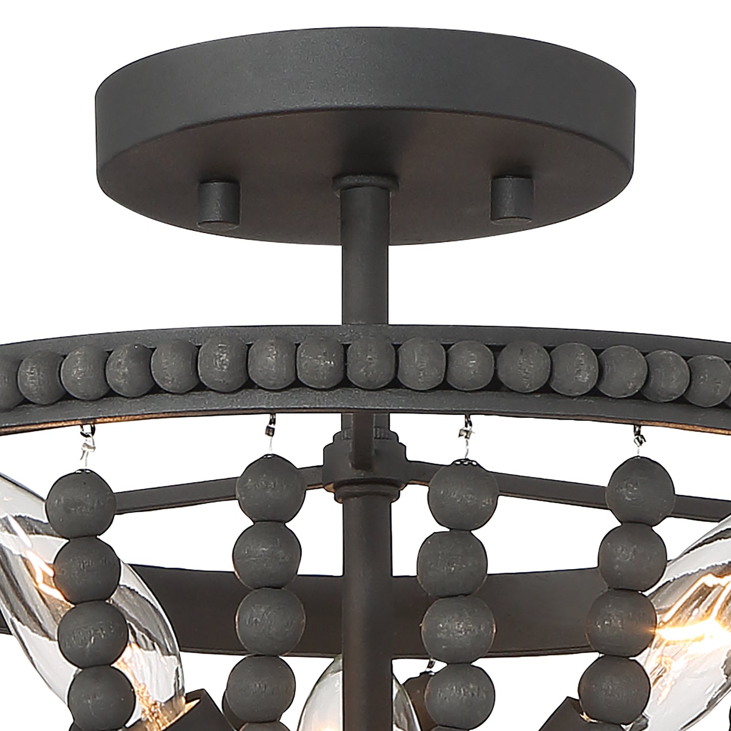 Streator 3-Light Wood Beaded Semi Flush Mount