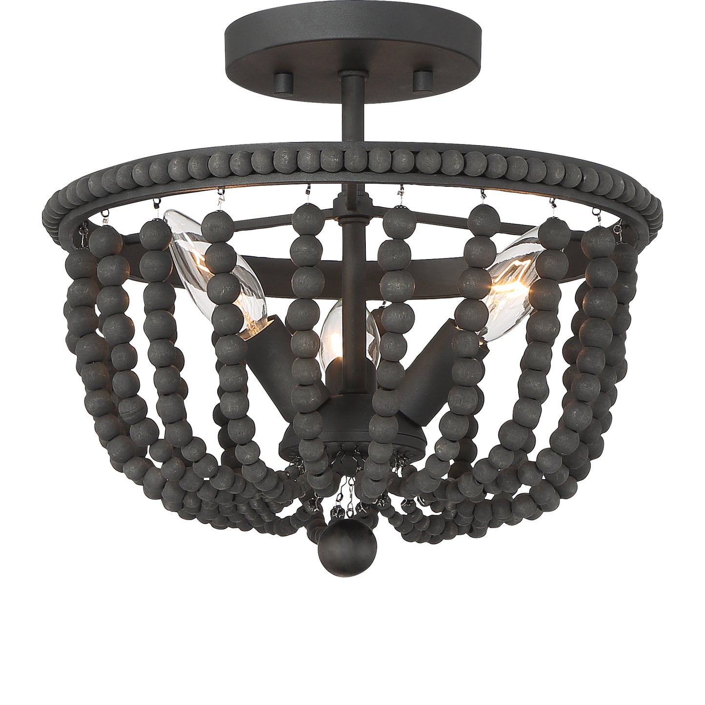 Streator 3-Light Wood Beaded Semi Flush Mount