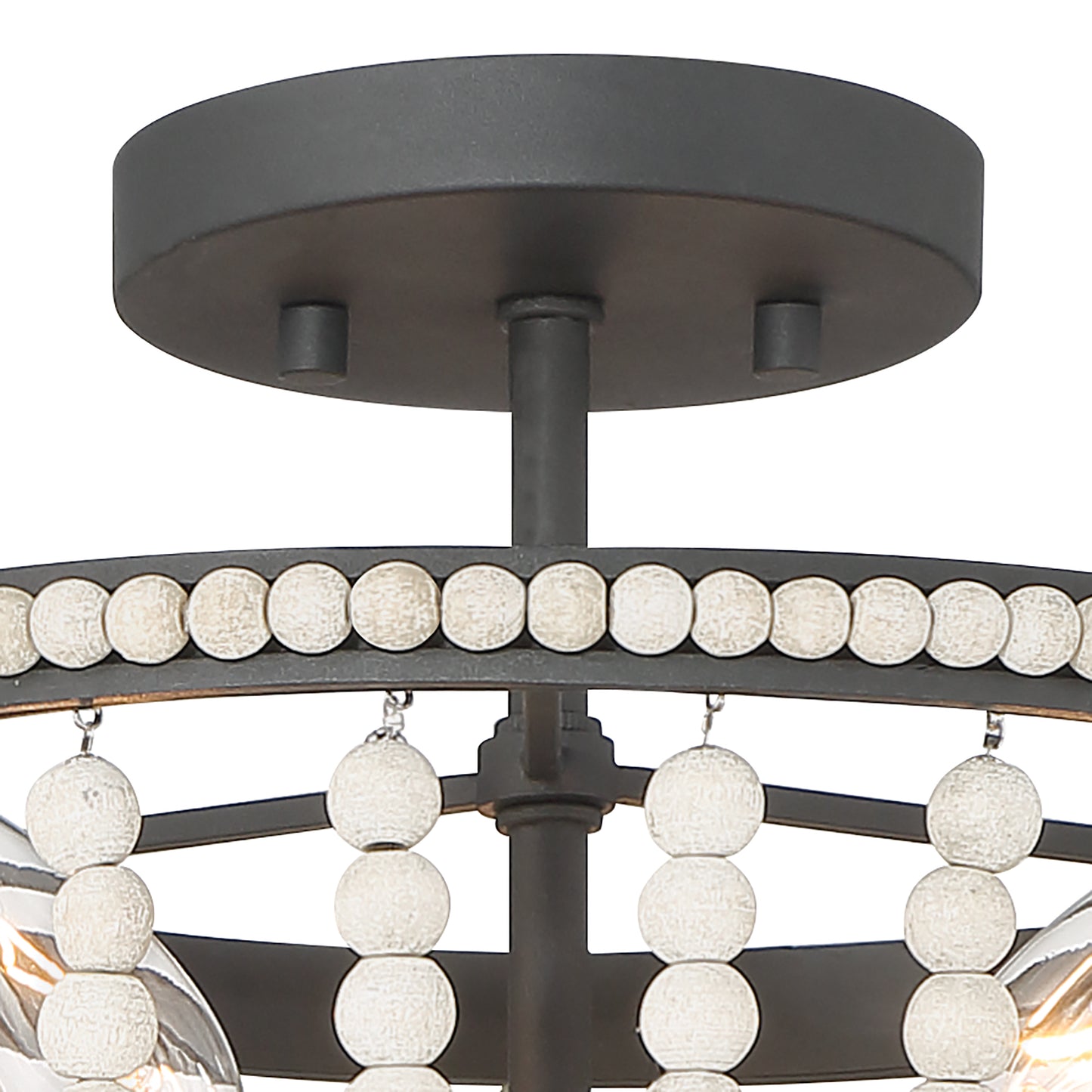 Streator 3-Light Wood Beaded Semi Flush Mount