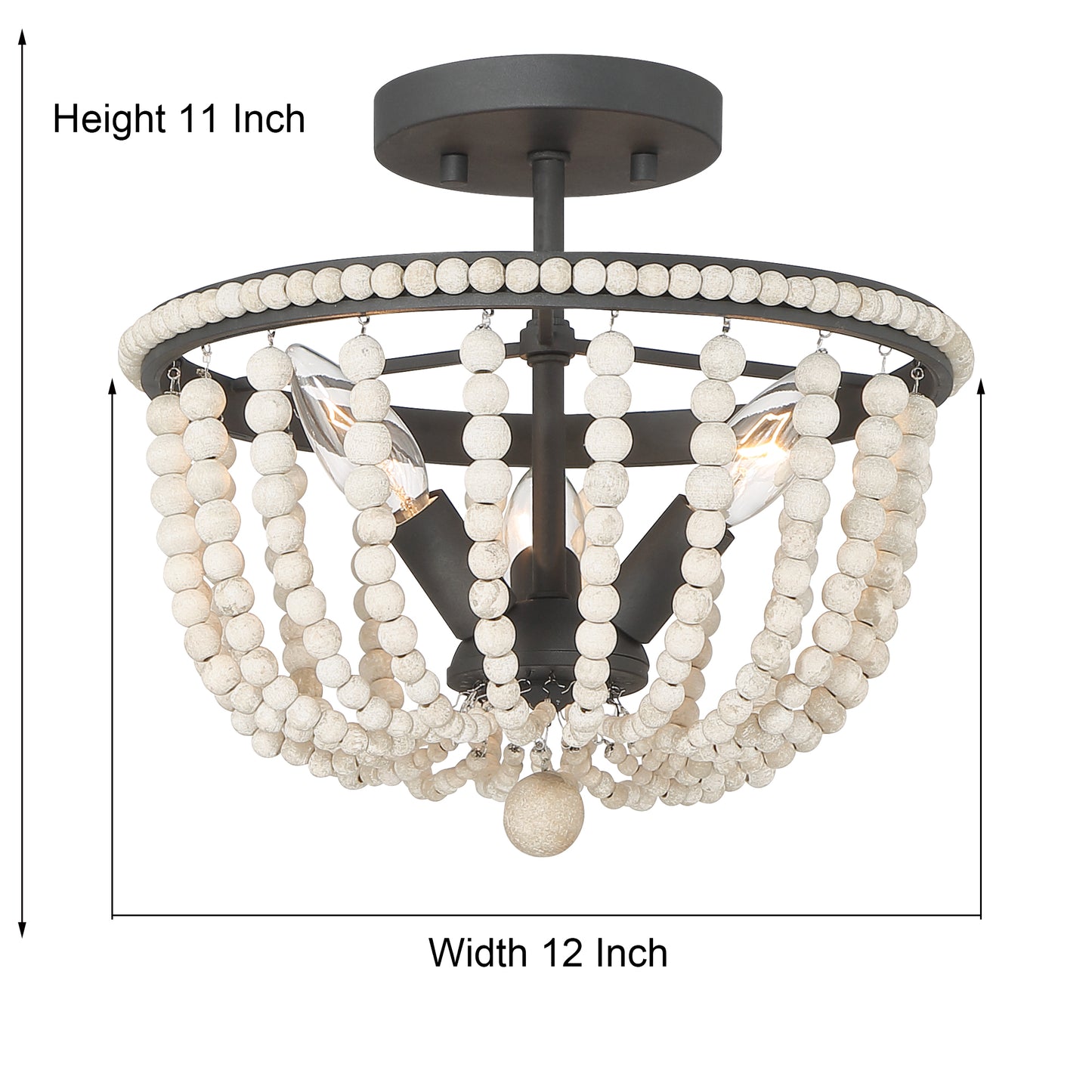 Streator 3-Light Wood Beaded Semi Flush Mount