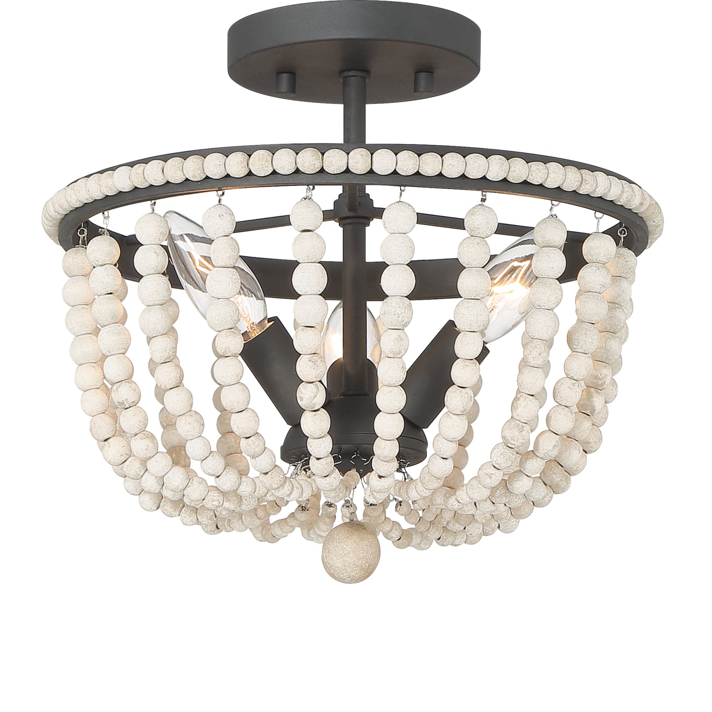 Streator 3-Light Wood Beaded Semi Flush Mount