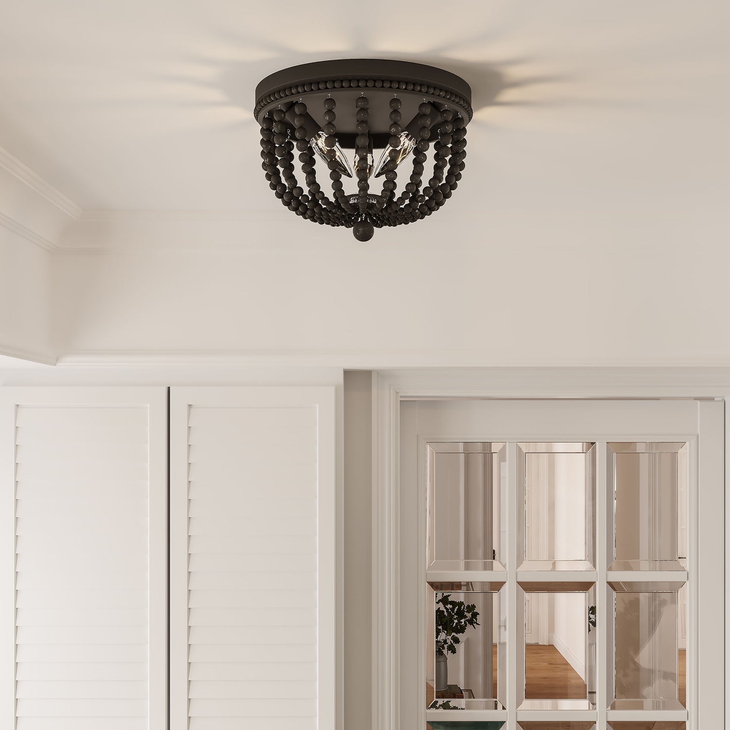 Streator 3-Light Wood Beaded Flush Mount