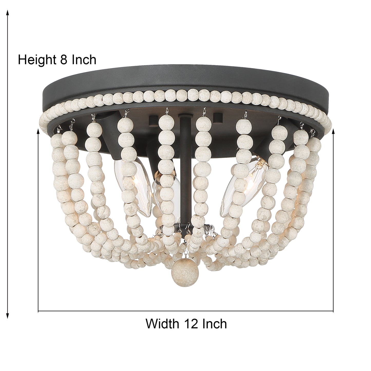 Streator 3-Light Wood Beaded Flush Mount