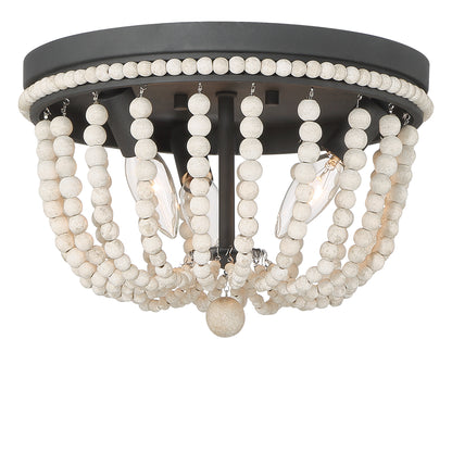 Streator 3-Light Wood Beaded Flush Mount