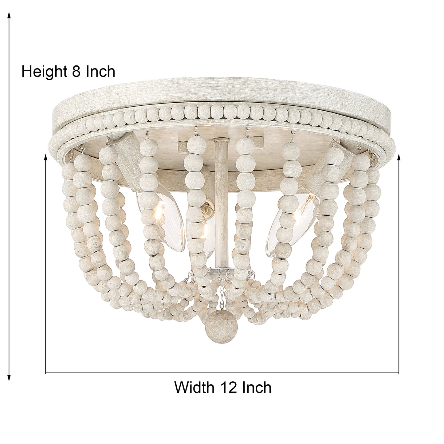 Streator 3-Light Wood Beaded Flush Mount