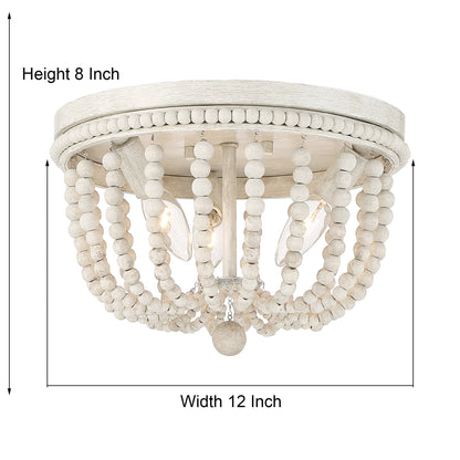 Streator 3-Light Wood Beaded Flush Mount