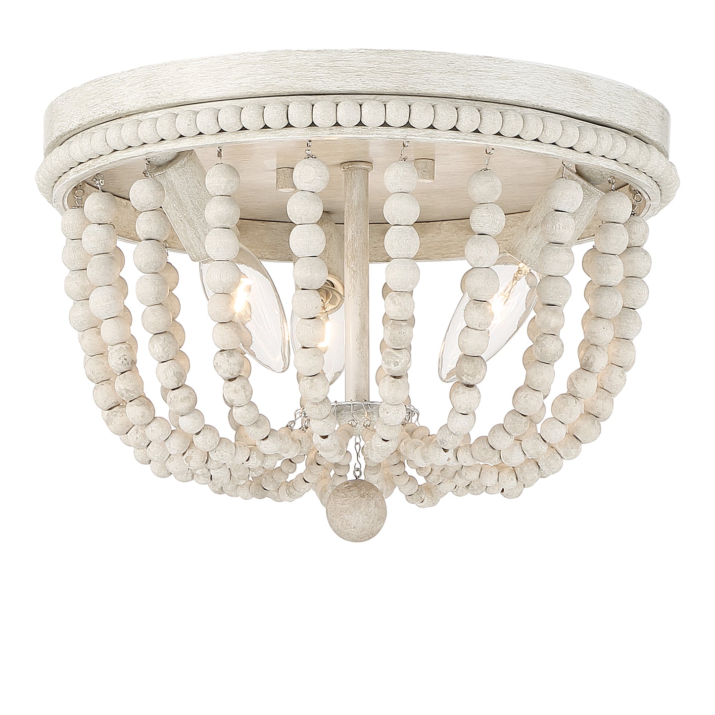 Streator 3-Light Wood Beaded Flush Mount