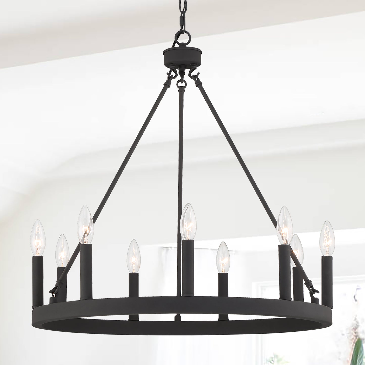 Orlando 9-Light Candle Style Wagon Wheel Chandelier UL Listed