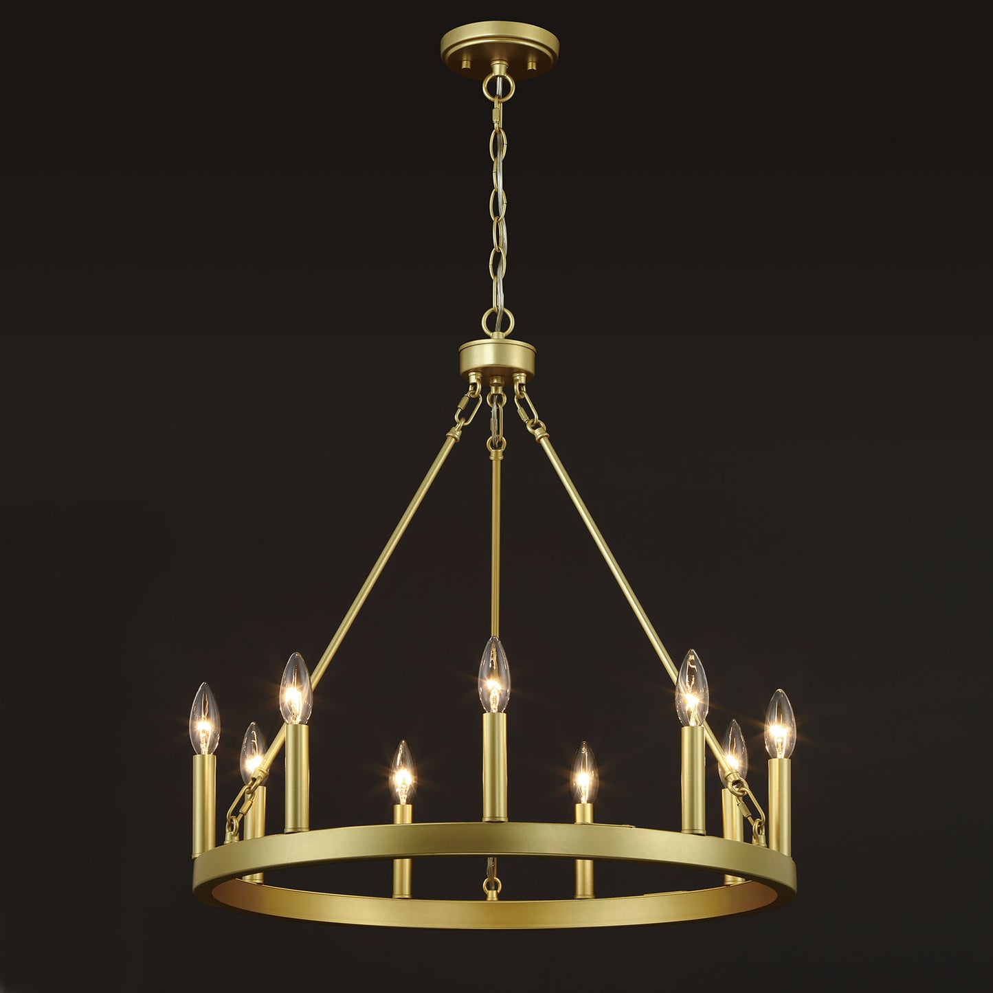 Orlando 9-Light Candle Style Wagon Wheel Chandelier UL Listed