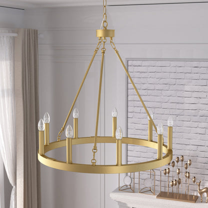 Orlando 9-Light Candle Style Wagon Wheel Chandelier UL Listed