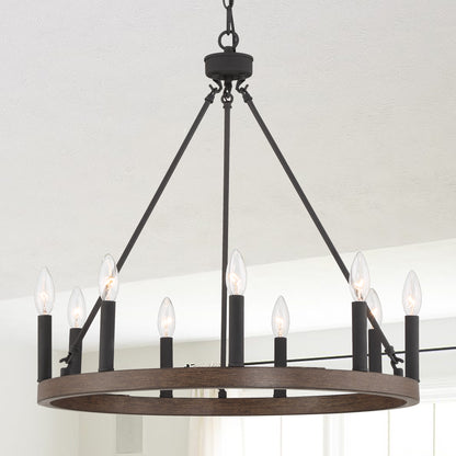 Orlando 9-Light Candle Style Wagon Wheel Chandelier UL Listed