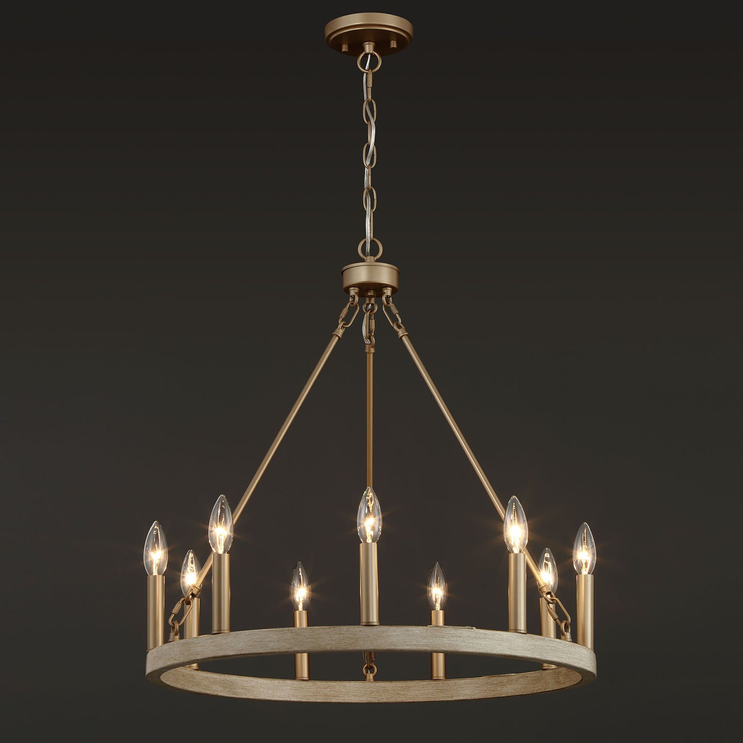 Orlando 9-Light Candle Style Wagon Wheel Chandelier UL Listed