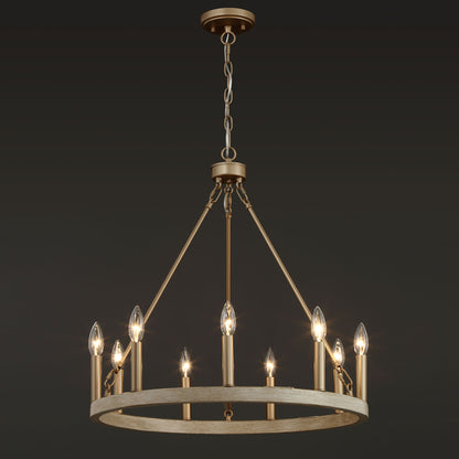 Orlando 9-Light Candle Style Wagon Wheel Chandelier UL Listed