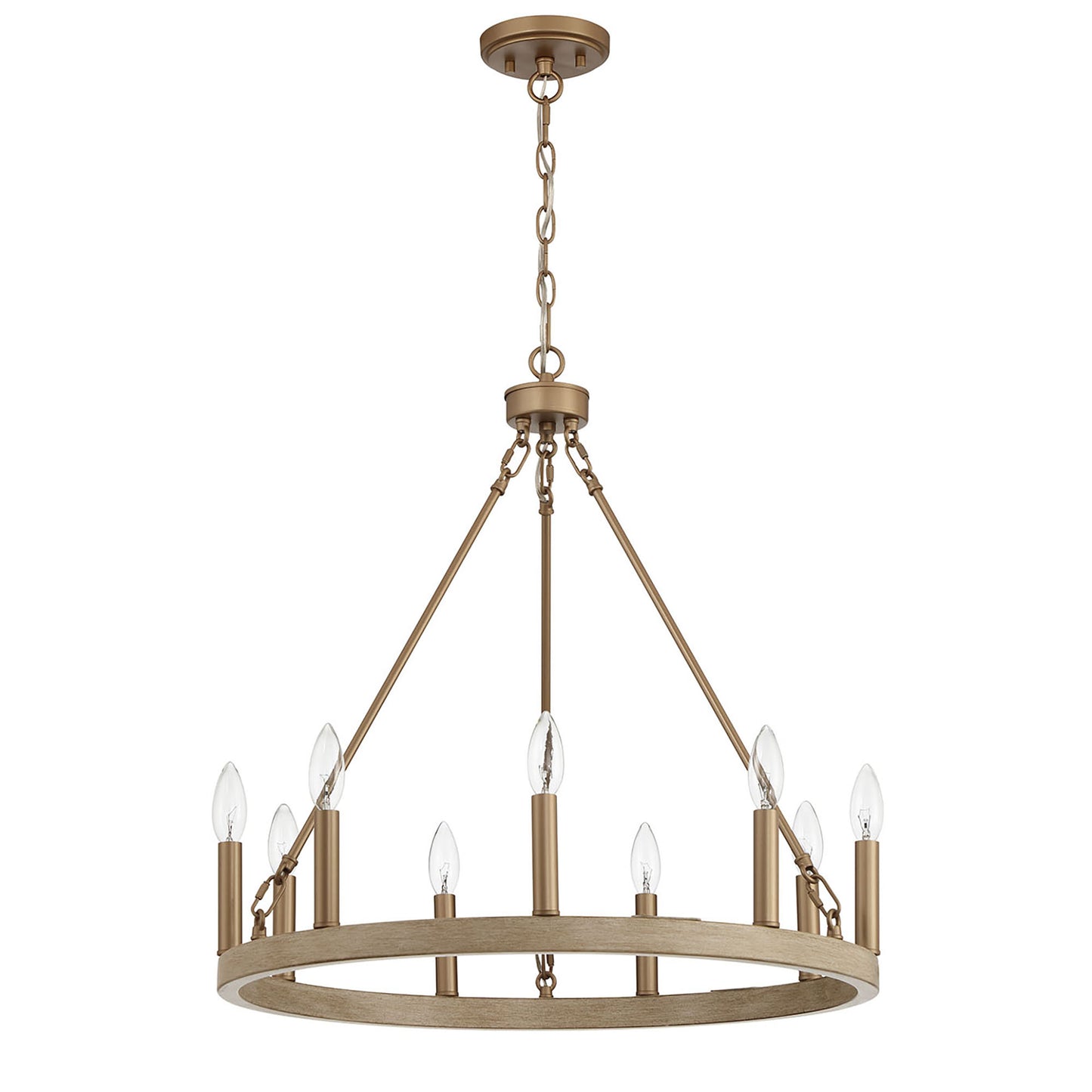 Orlando 9-Light Candle Style Wagon Wheel Chandelier UL Listed