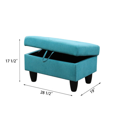 Pouf de rangement rectangulaire en lin bleu Enfield