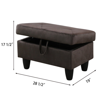 Enfield Tan Flannel Upholstered Storage Ottoman