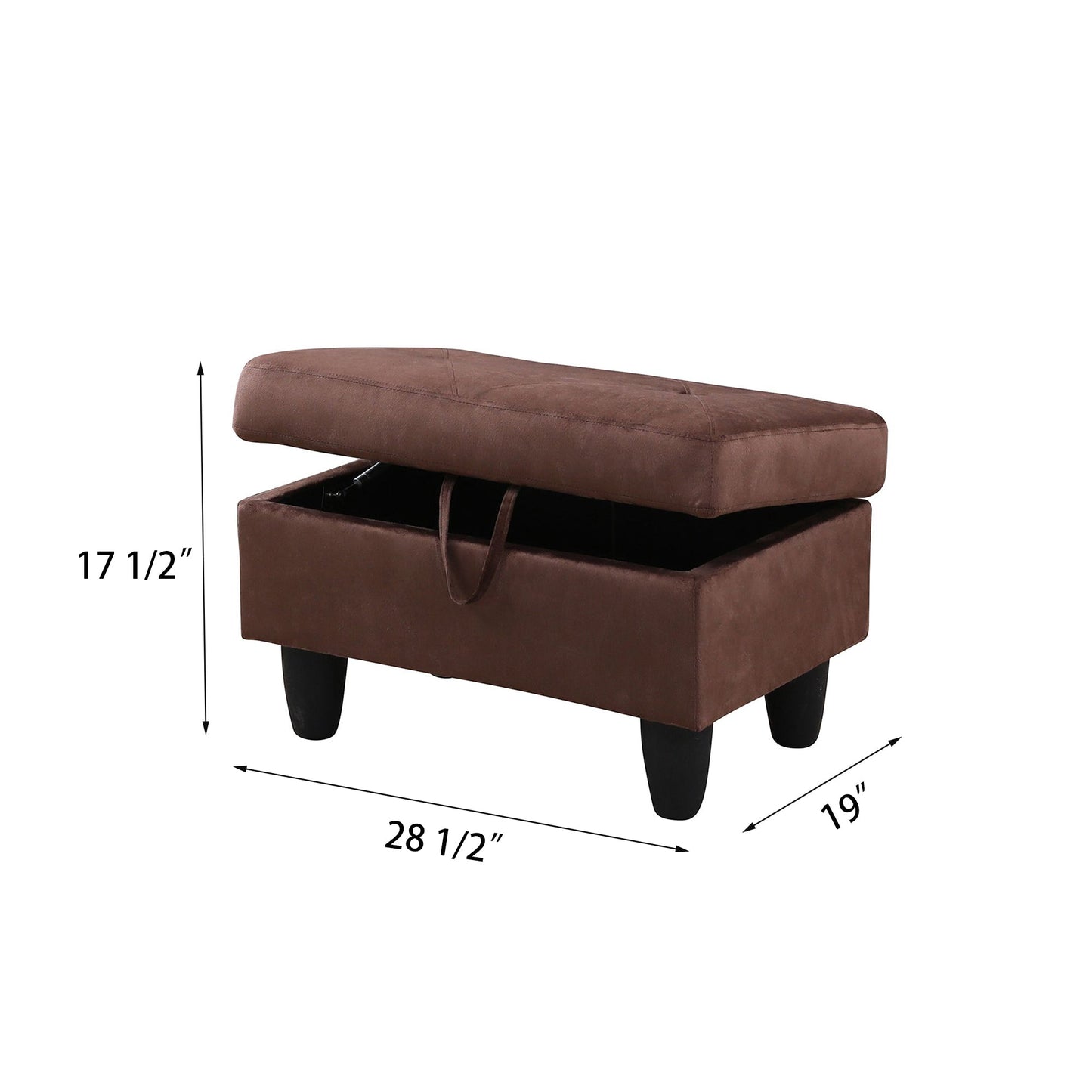 Pouf de rangement rectangulaire de couleur unie Enfield