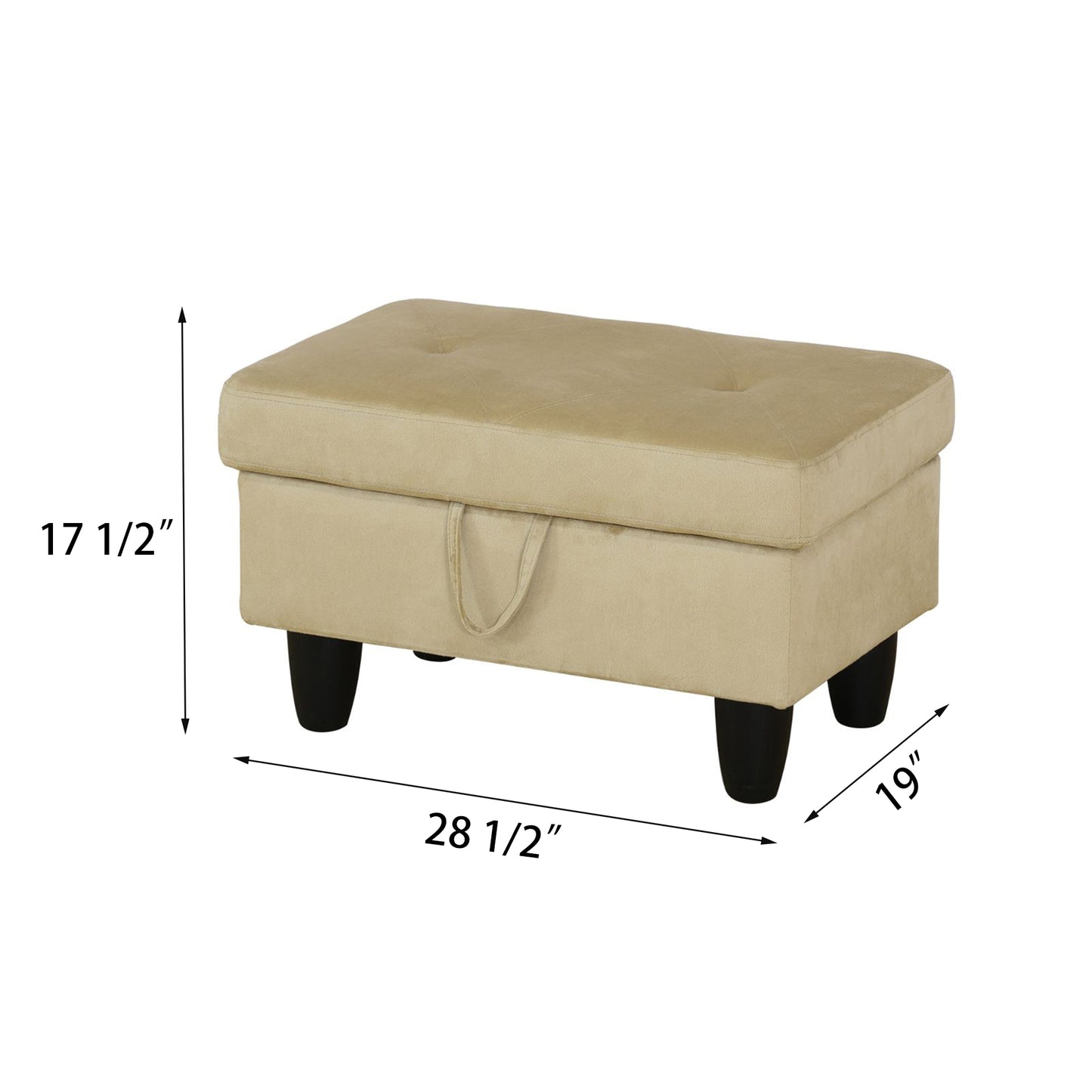 Pouf de rangement rectangulaire de couleur unie Enfield