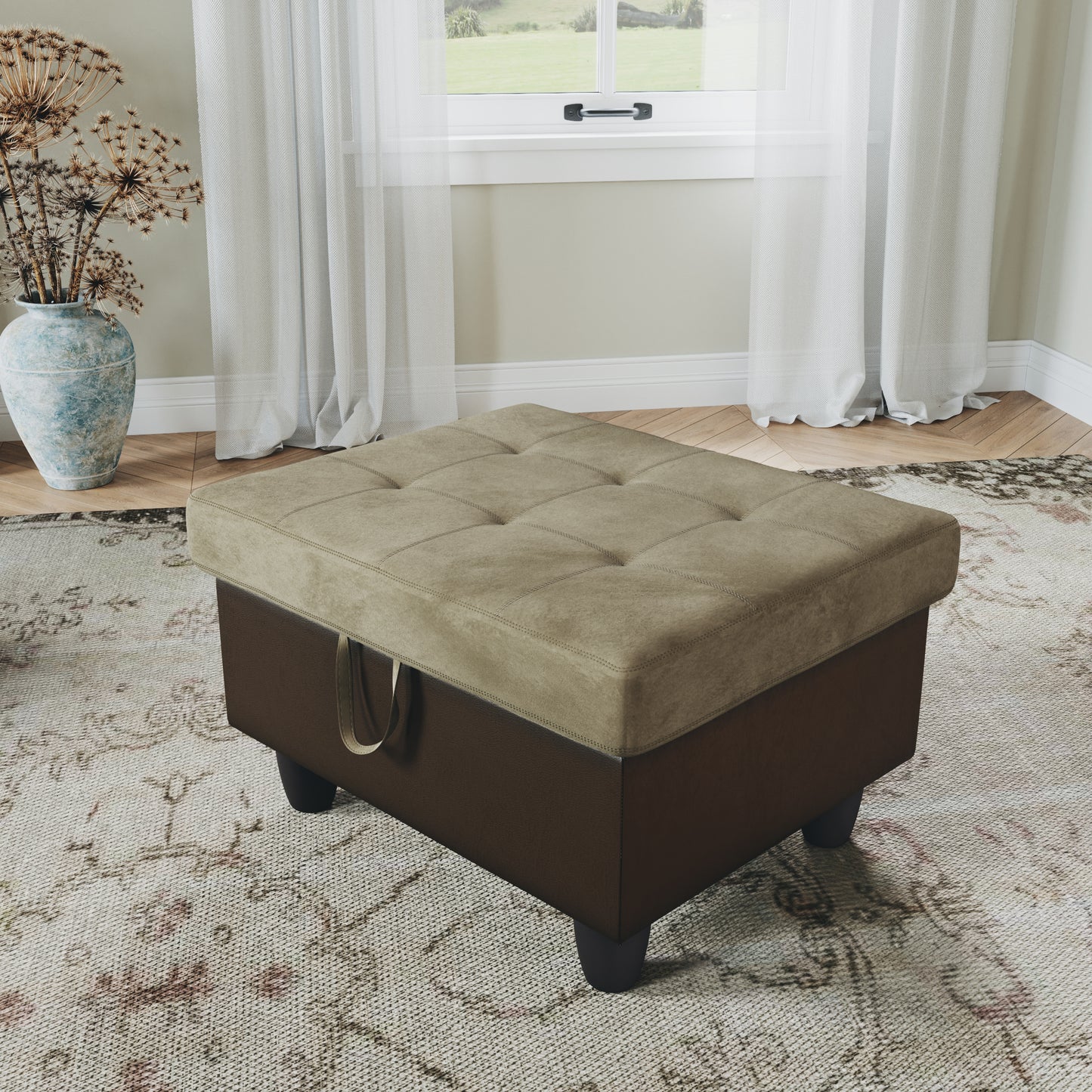 Indio Fabric Upholstered Storage Ottoman