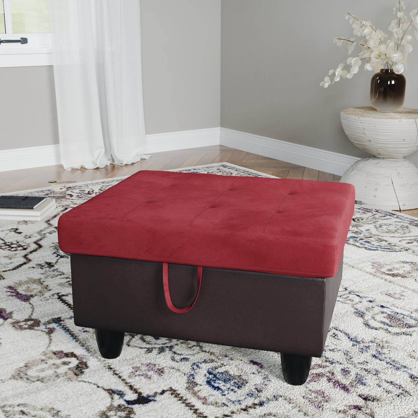 Indio Fabric Upholstered Storage Ottoman