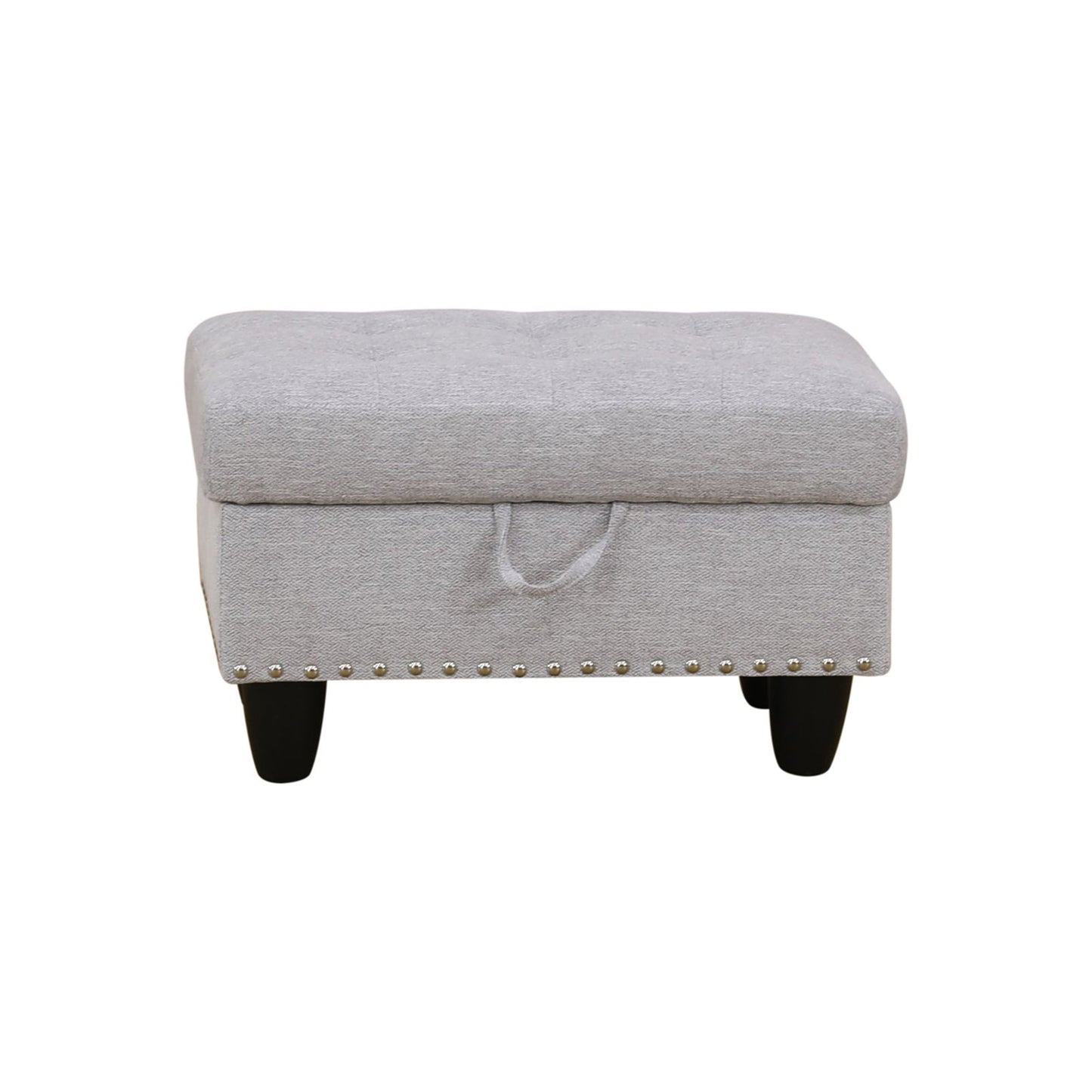 Pouf de rangement rembourré en tissu gris Blaise