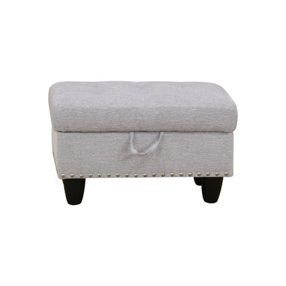 Pouf de rangement rembourré en tissu gris Blaise