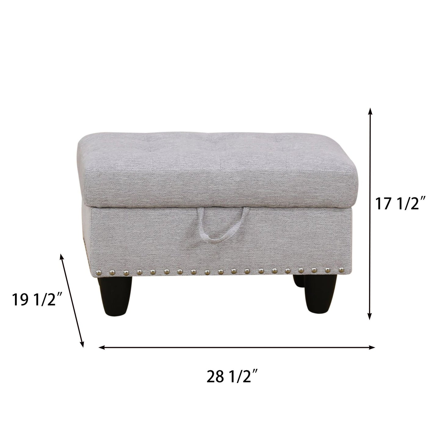 Pouf de rangement rembourré en tissu gris Blaise