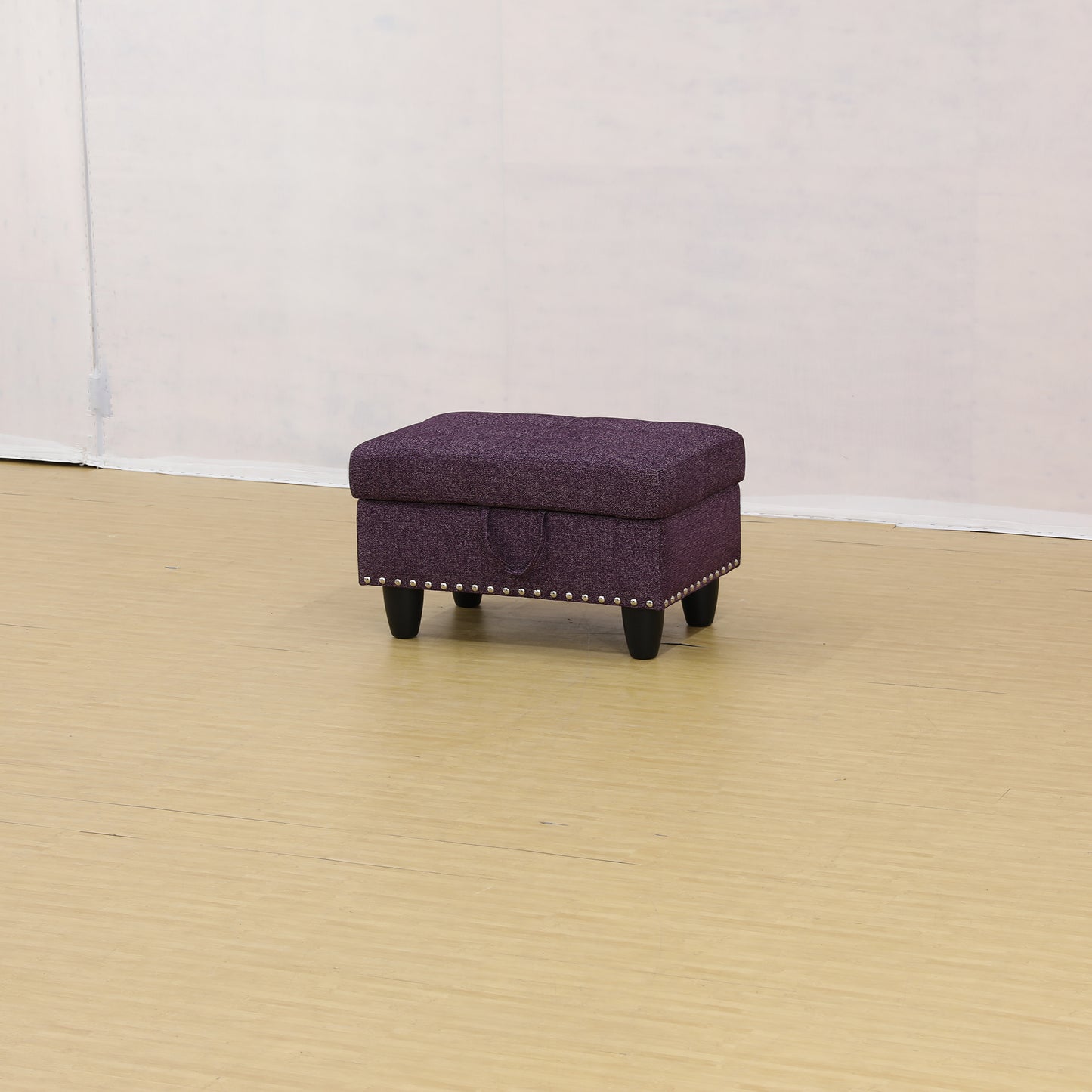 Blaise Linen Rectangle Solid Colour Storage Ottoman