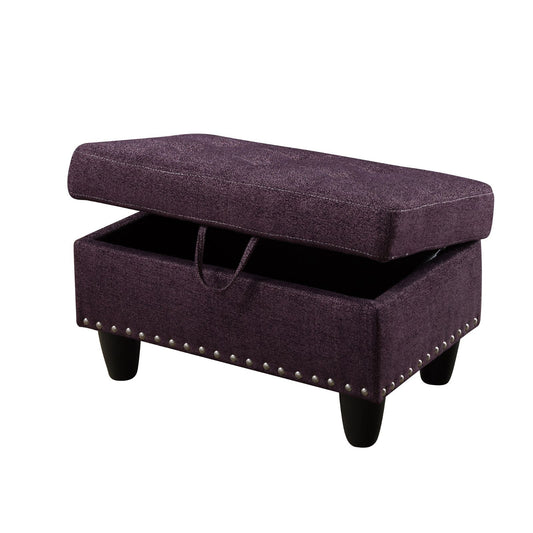 Blaise Linen Rectangle Solid Colour Storage Ottoman