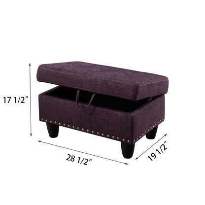 Blaise Linen Rectangle Solid Colour Storage Ottoman