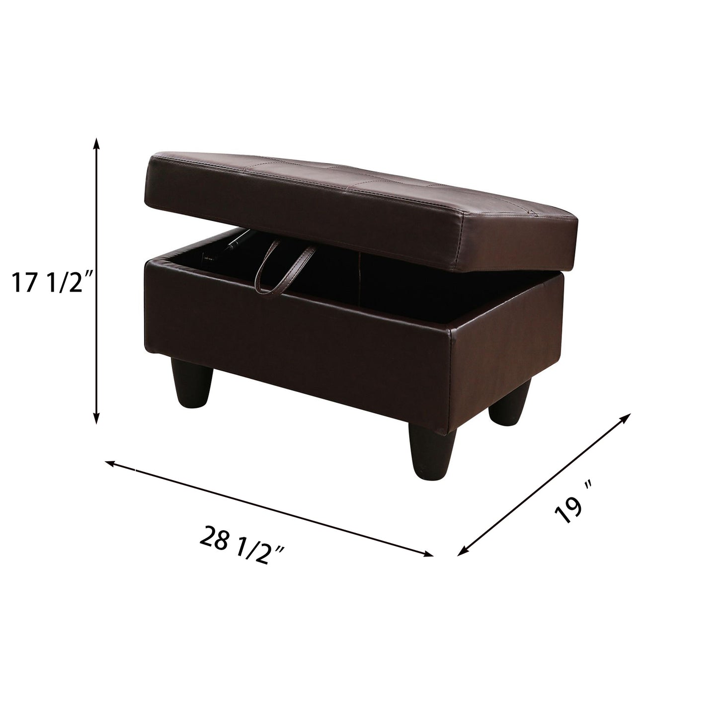 Brighton Faux Leather Storage Ottoman